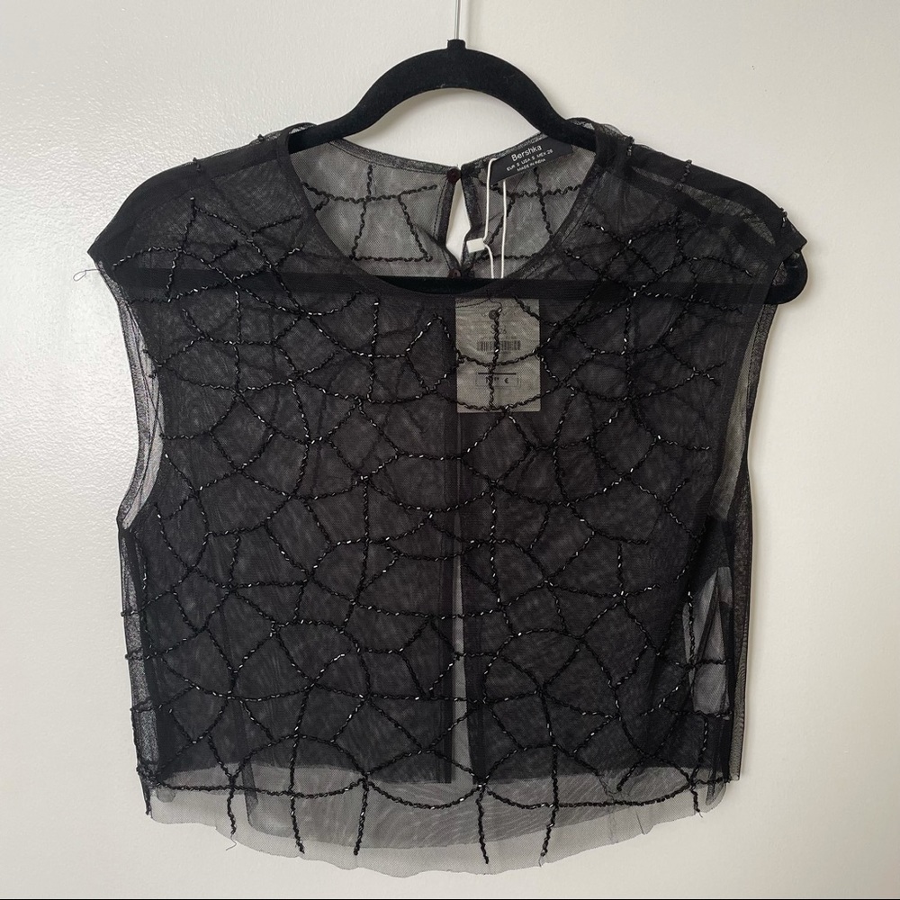 Bershka Beaded Mesh Blouse